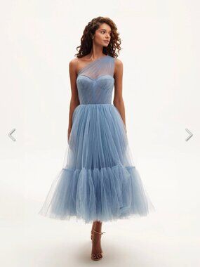 Milla- Blue One-Shoulder Cocktail Tulle Dress- Size SMALL